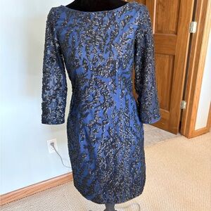 Aidan by Aidan Mattox Navy Dress with Black Sequin Embellishment
